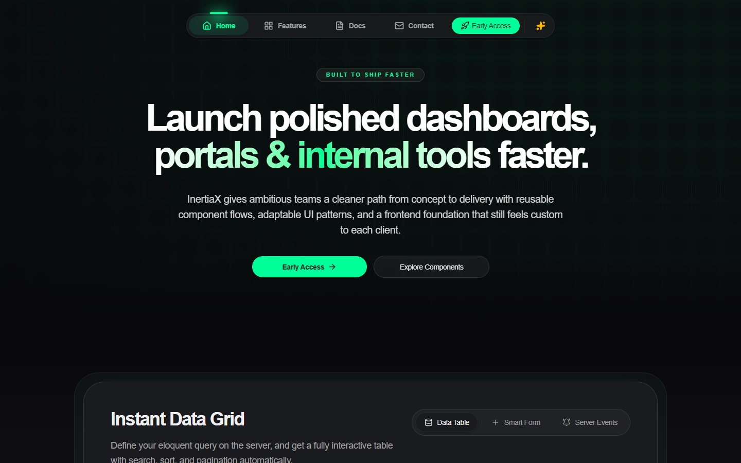 InertiaX live homepage
